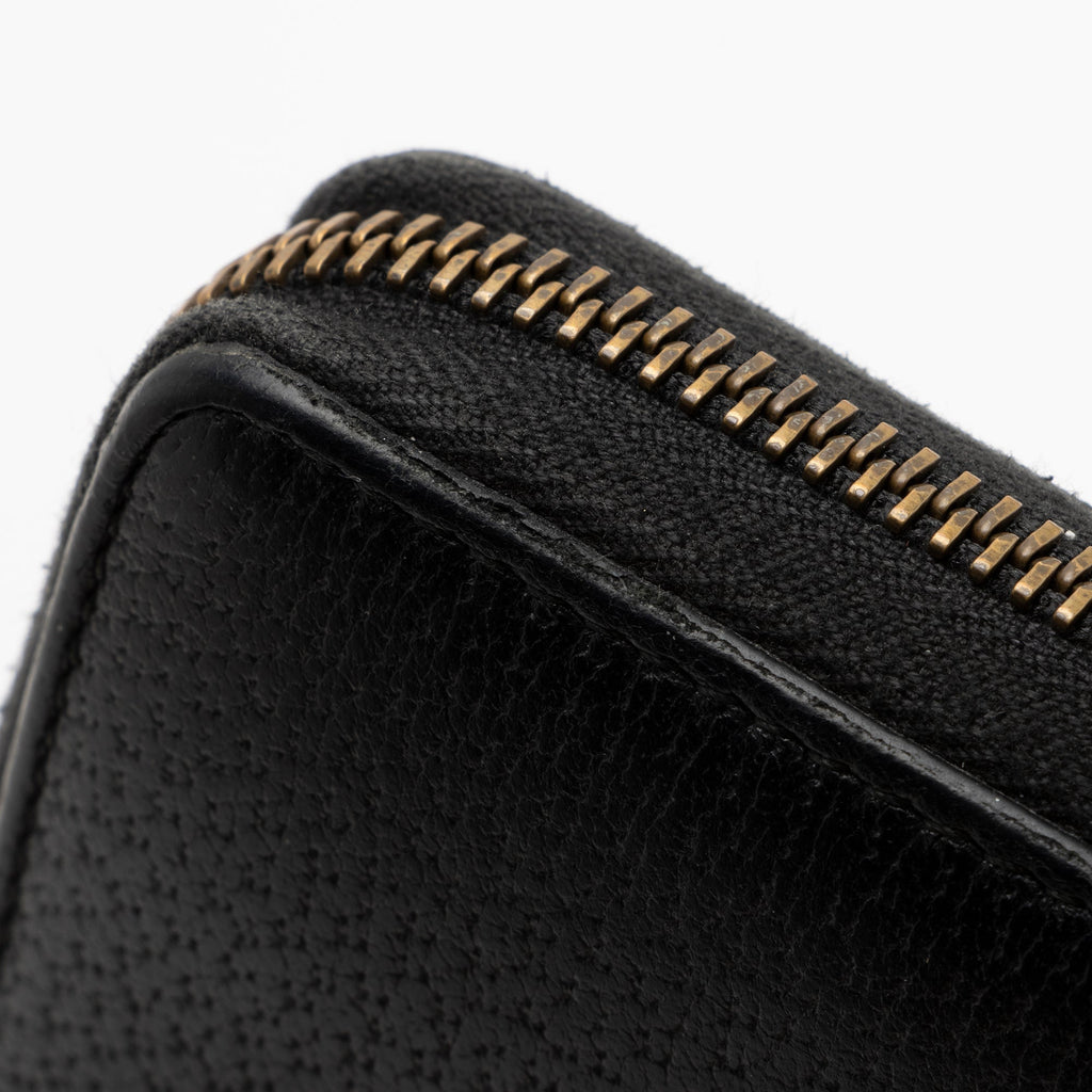 Gucci Pebbled Leather GG Marmont Zip Around Wallet