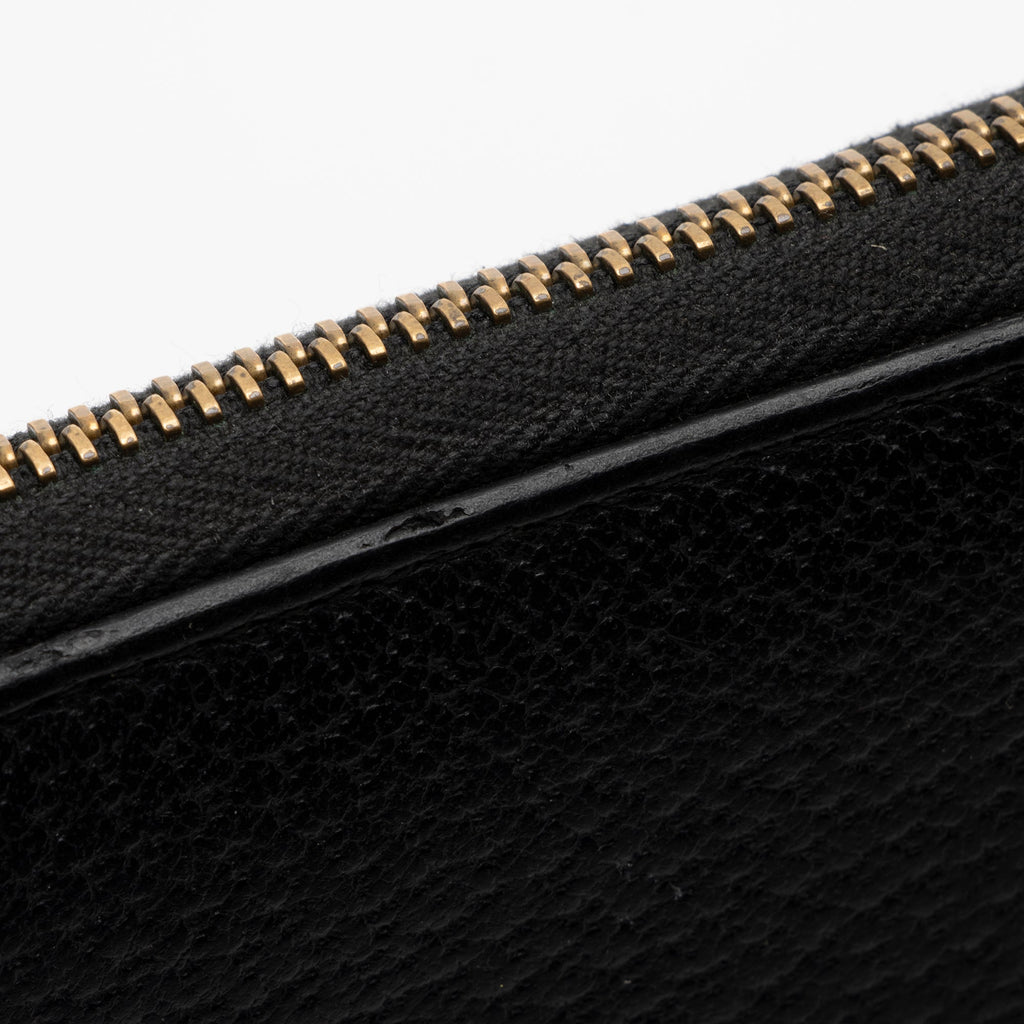 Gucci Pebbled Leather GG Marmont Zip Around Wallet