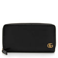 Gucci Pebbled Leather GG Marmont Zip Around Wallet