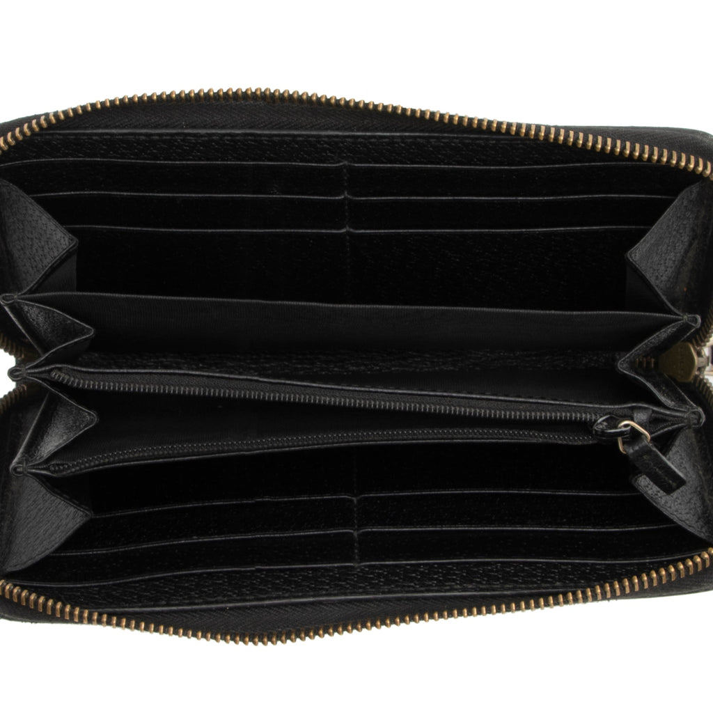 Gucci Pebbled Leather GG Marmont Zip Around Wallet