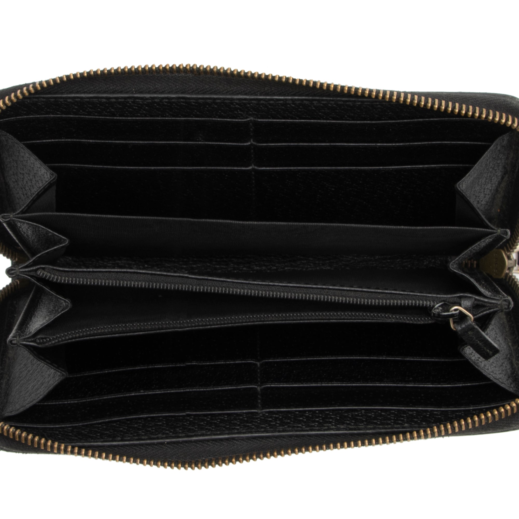 Gucci Pebbled Leather GG Marmont Zip Around Wallet
