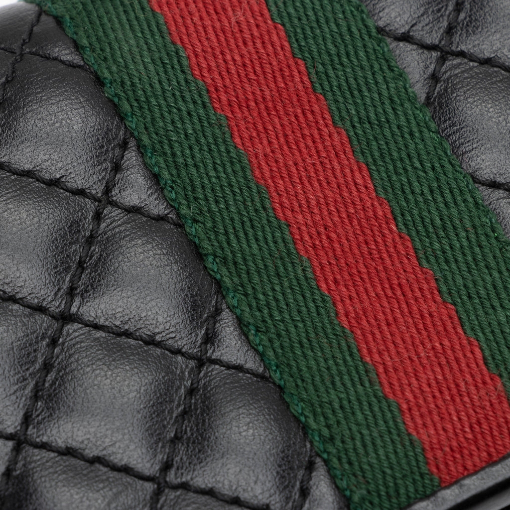 Gucci Quilted Leather GG Marmont Web Trapuntata Card Case Wallet