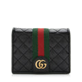 Gucci Quilted Leather GG Marmont Web Trapuntata Card Case Wallet