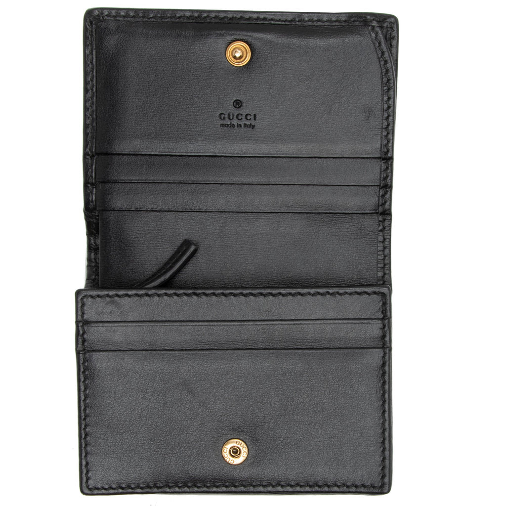 Gucci Quilted Leather GG Marmont Web Trapuntata Card Case Wallet