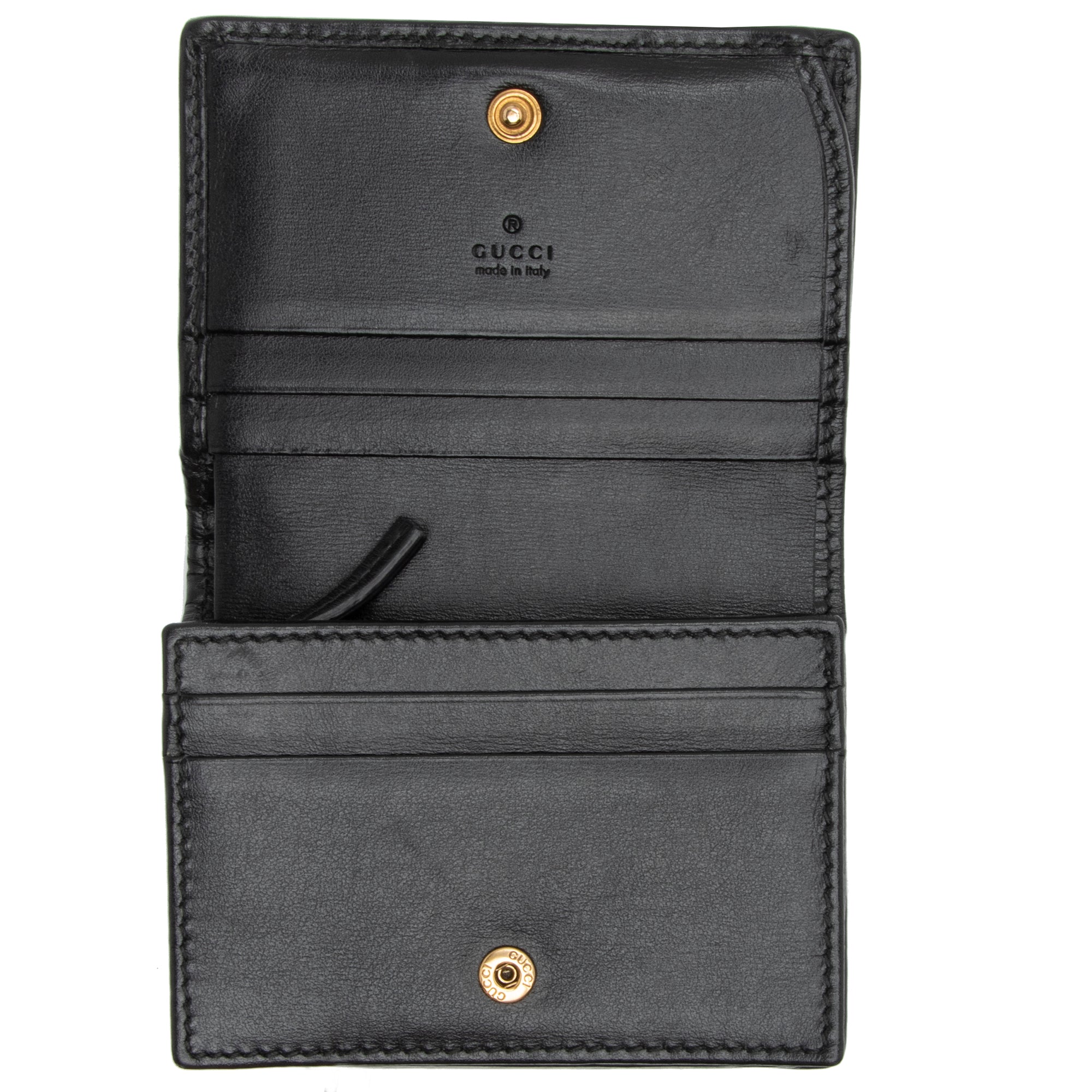 Gucci Quilted Leather GG Marmont Web Trapuntata Card Case Wallet
