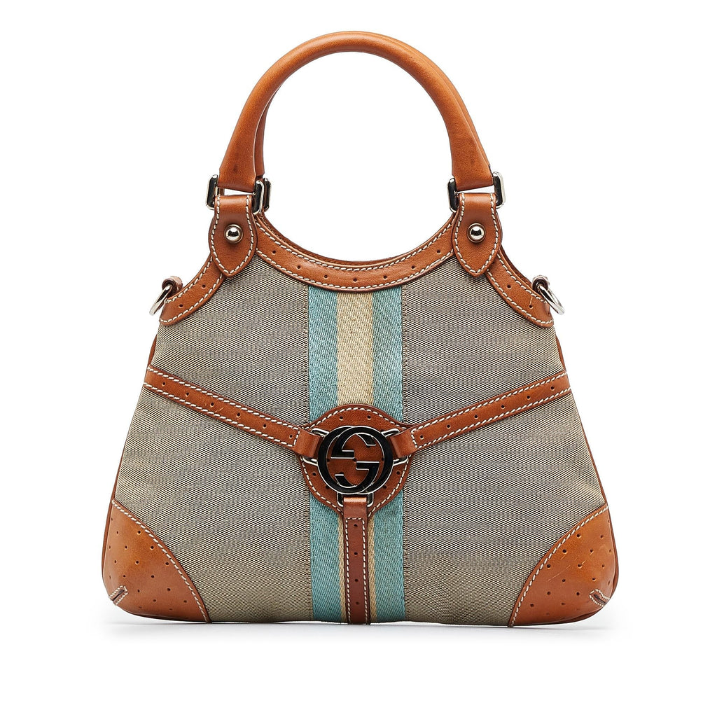 Gucci Web Canvas Reins Satchel (SHG-wUoDp0)