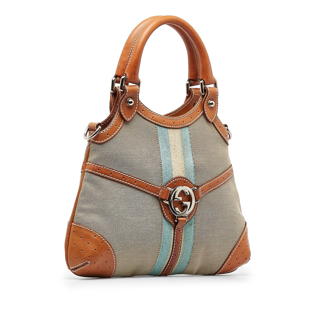 Gucci Web Canvas Reins Satchel (SHG-wUoDp0)