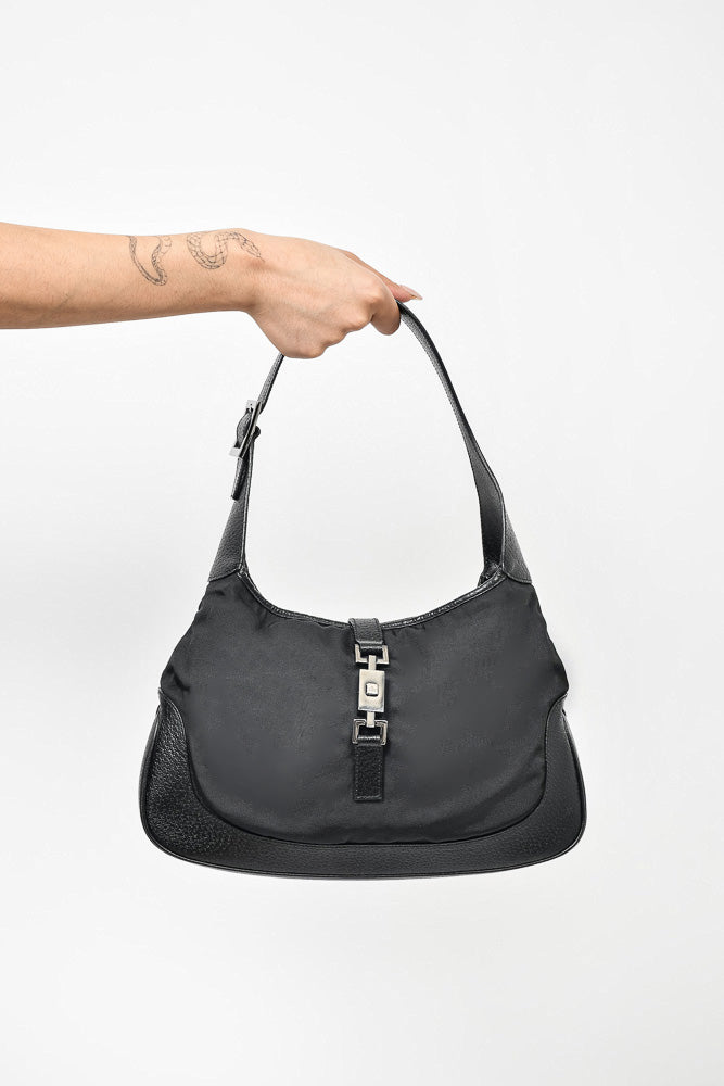 Gucci Black Canvas/Leather Jackie Shoulder Bag
