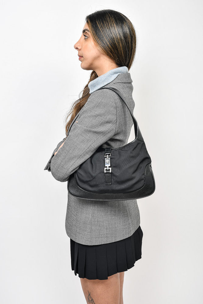 Gucci Black Canvas/Leather Jackie Shoulder Bag