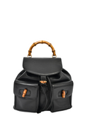 Gucci Black Leather Bamboo Backpack