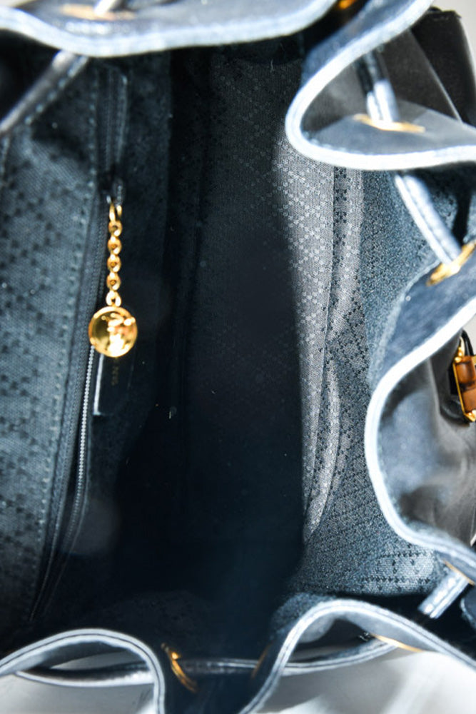 Gucci Black Leather Bamboo Backpack