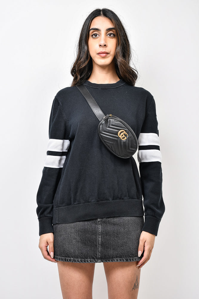 Gucci Black Leather GG Marmont Matelassé Belt Bag
