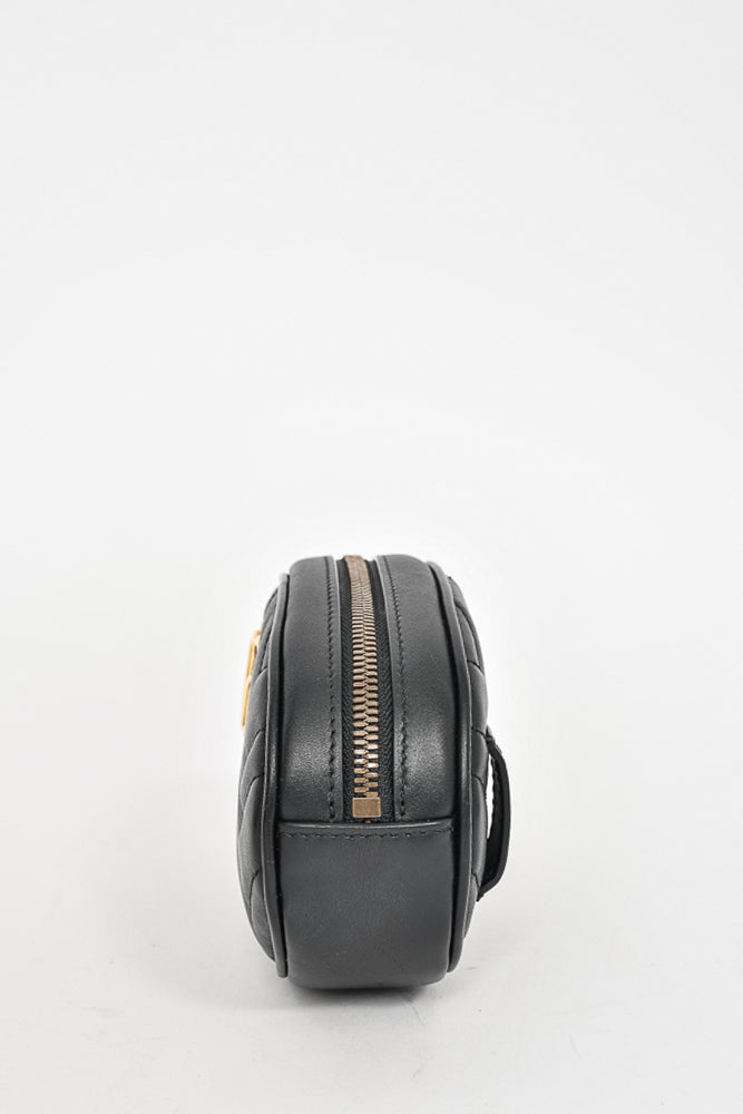 Gucci Black Leather GG Marmont Matelassé Belt Bag