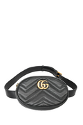 Gucci Black Leather GG Marmont Matelassé Belt Bag