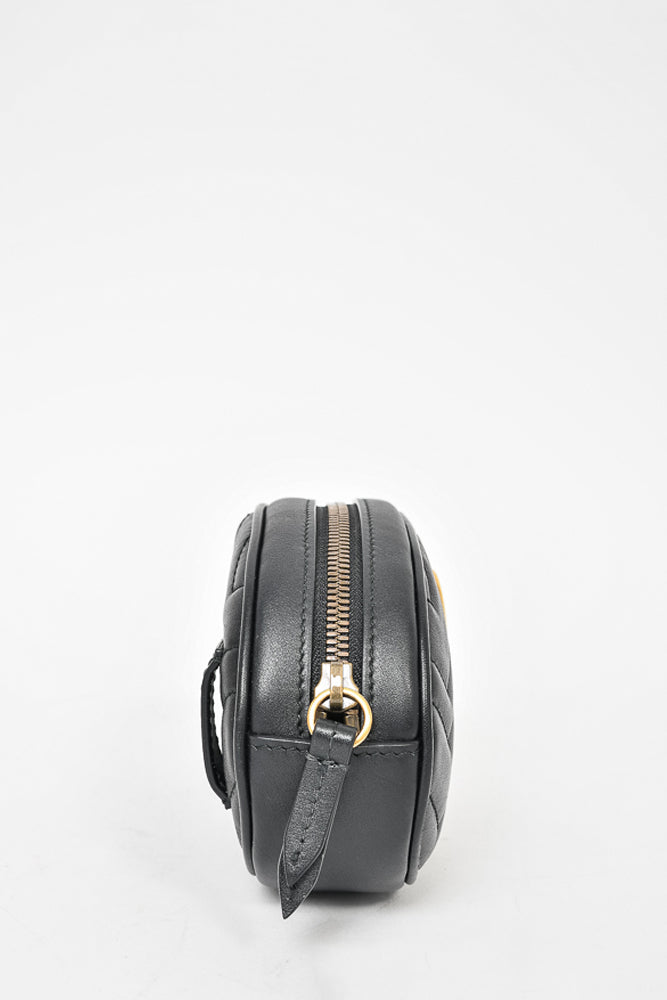 Gucci Black Leather GG Marmont Matelassé Belt Bag