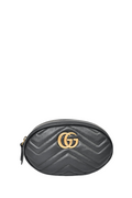 Gucci Black Leather GG Marmont Matelassé Belt Bag