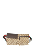 Gucci GG Canvas Double Pocket Belt Bag with Web Strap