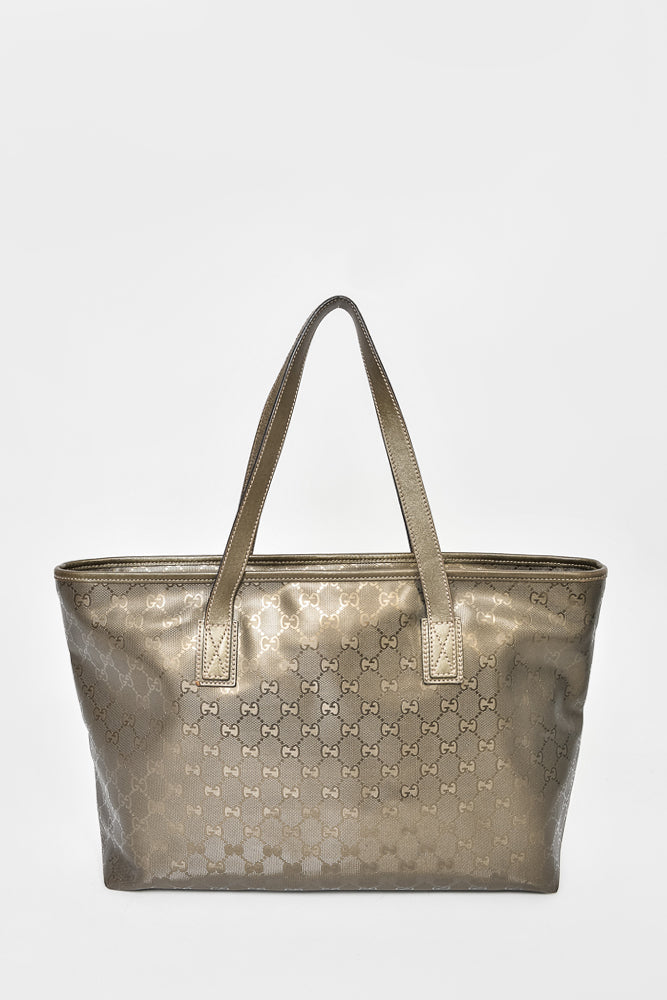 Gucci Olive Green GG Imprimé Medium Joy Tote