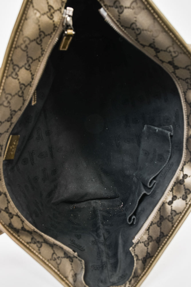 Gucci Olive Green GG Imprimé Medium Joy Tote