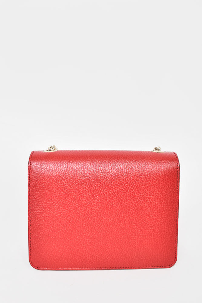 Gucci Red Grained Leather Interlocking G Chain Bag