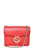 Gucci Red Grained Leather Interlocking G Chain Bag