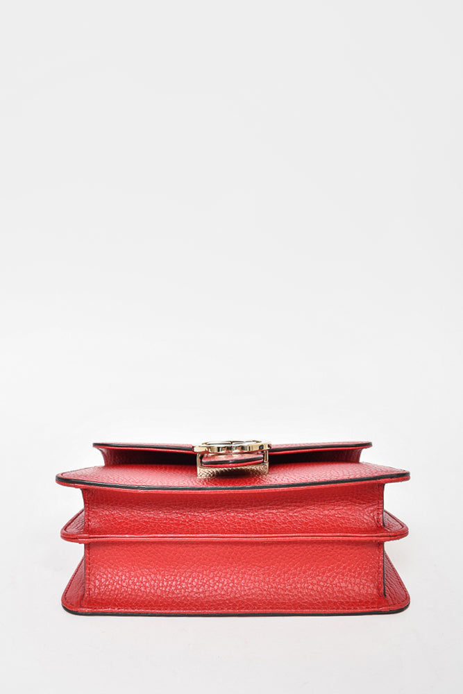 Gucci Red Grained Leather Interlocking G Chain Bag