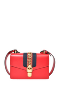 Gucci Red Leather Web Sylvie Handbag