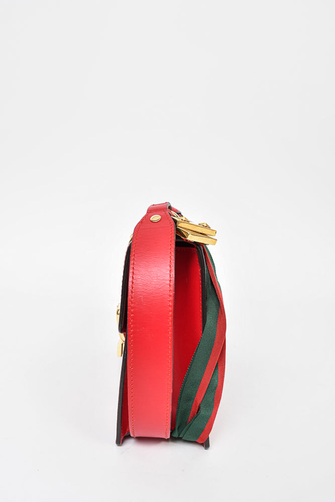 Gucci Red Leather Web Sylvie Handbag