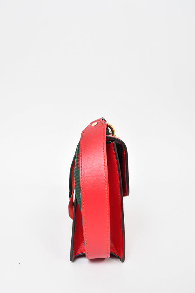 Gucci Red Leather Web Sylvie Handbag