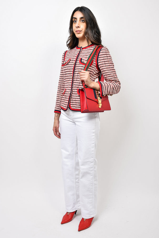 Gucci Red Leather Web Sylvie Handbag