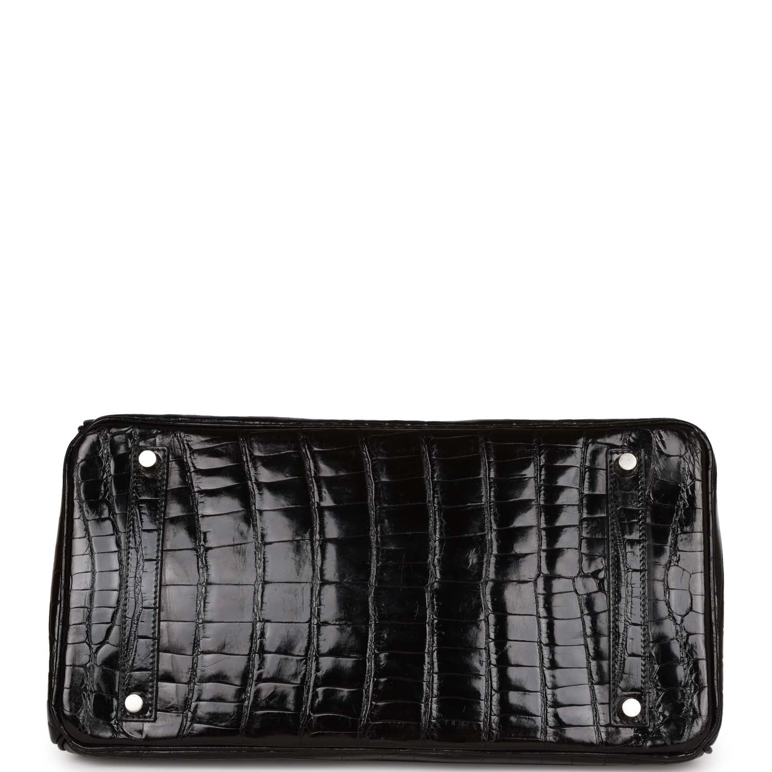 Pre-owned Hermes Birkin 35 Black Shiny Porosus Crocodile Palladium Hardware