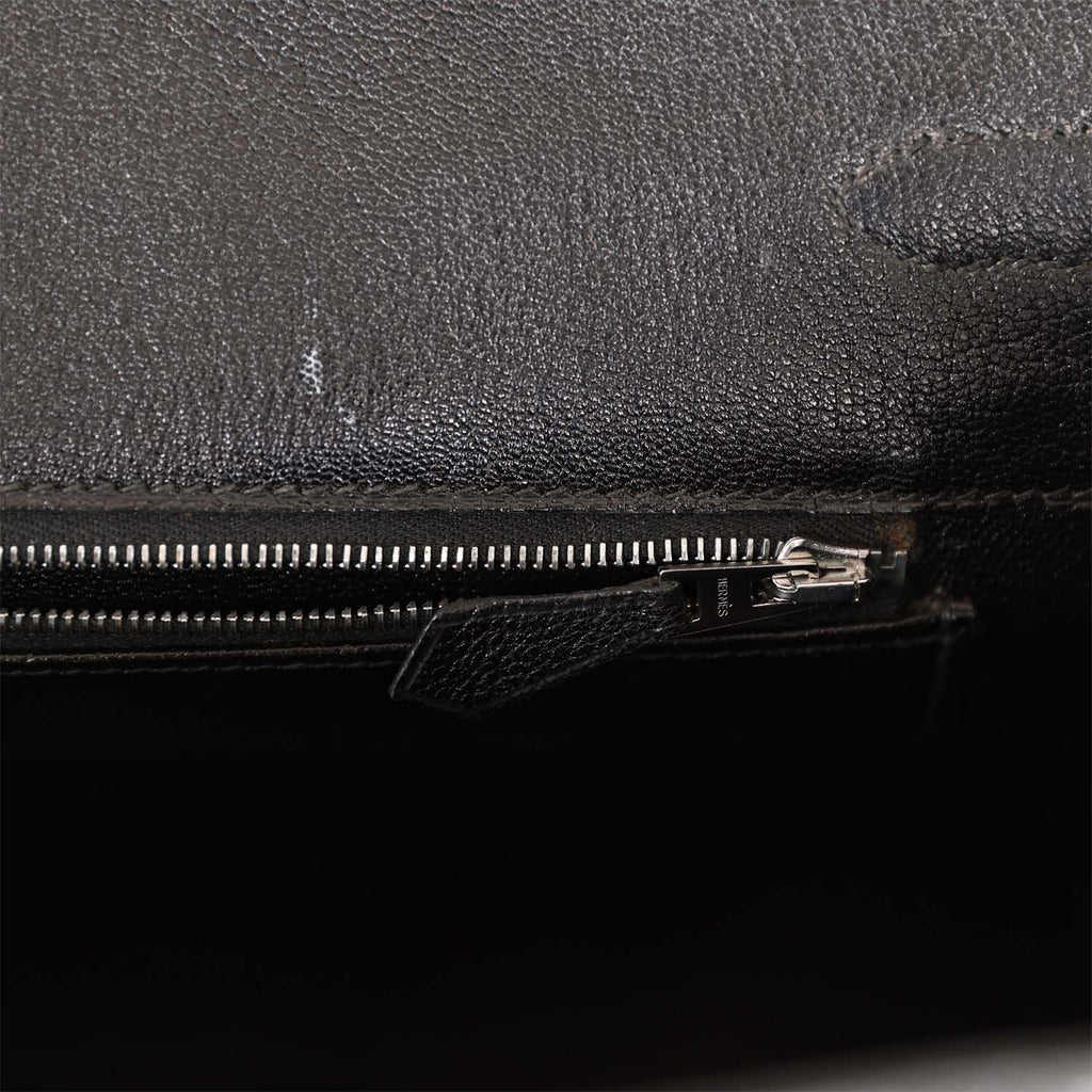 Pre-owned Hermes Birkin 35 Black Shiny Porosus Crocodile Palladium Hardware