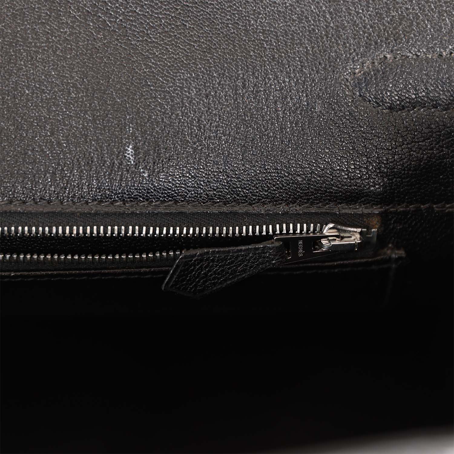 Pre-owned Hermes Birkin 35 Black Shiny Porosus Crocodile Palladium Hardware
