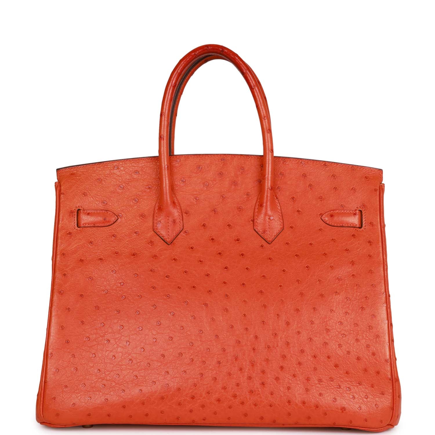 Pre-owned Hermes Birkin 35 Tangerine Ostrich Gold Hardware