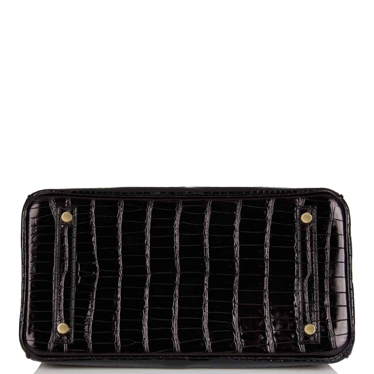 Hermes Birkin 30 Black Shiny Porosus Crocodile Gold Hardware