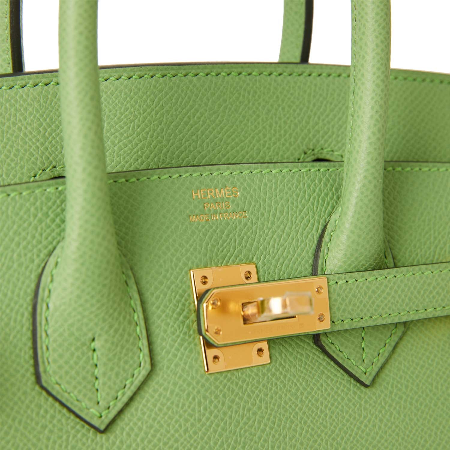 Hermes Birkin Sellier 25 Vert Criquet Epsom Gold Hardware