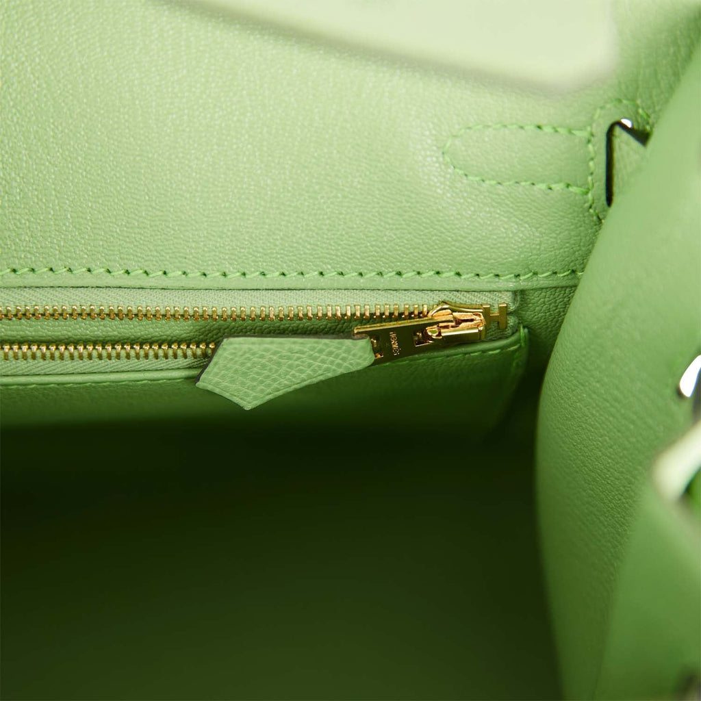 Hermes Birkin Sellier 25 Vert Criquet Epsom Gold Hardware