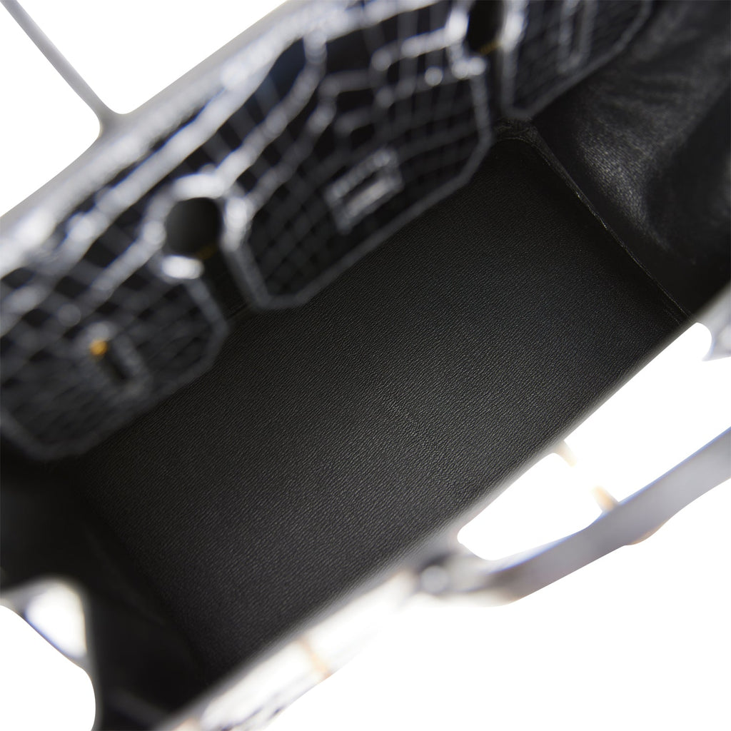 Hermes Birkin 30 Black Shiny Niloticus Crocodile Gold Hardware
