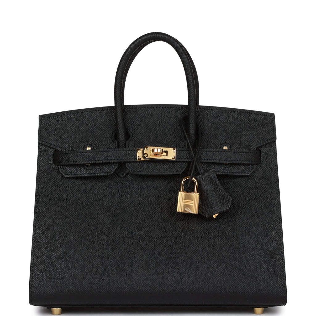 Hermes Birkin Sellier 25 Black Epsom Gold Hardware
