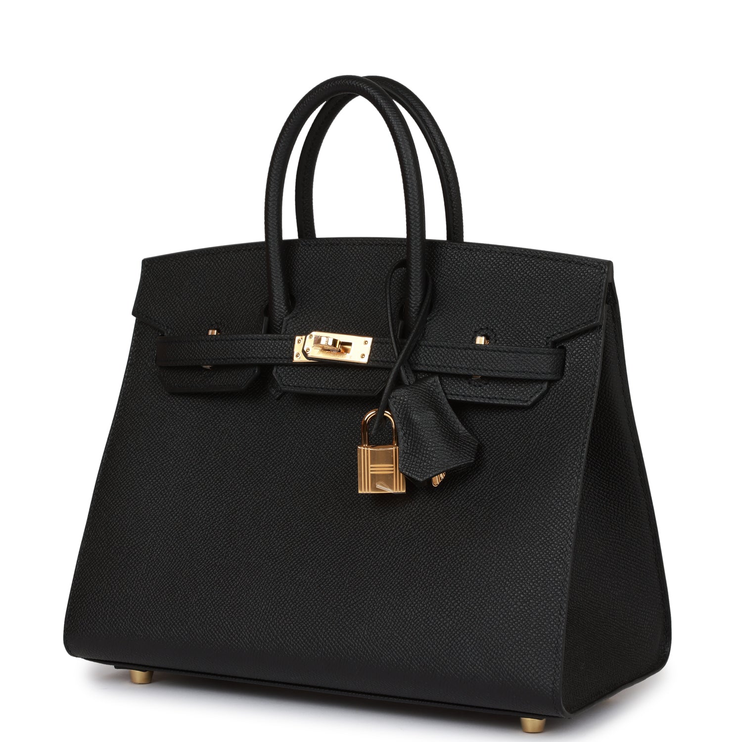 Hermes Birkin Sellier 25 Black Epsom Gold Hardware
