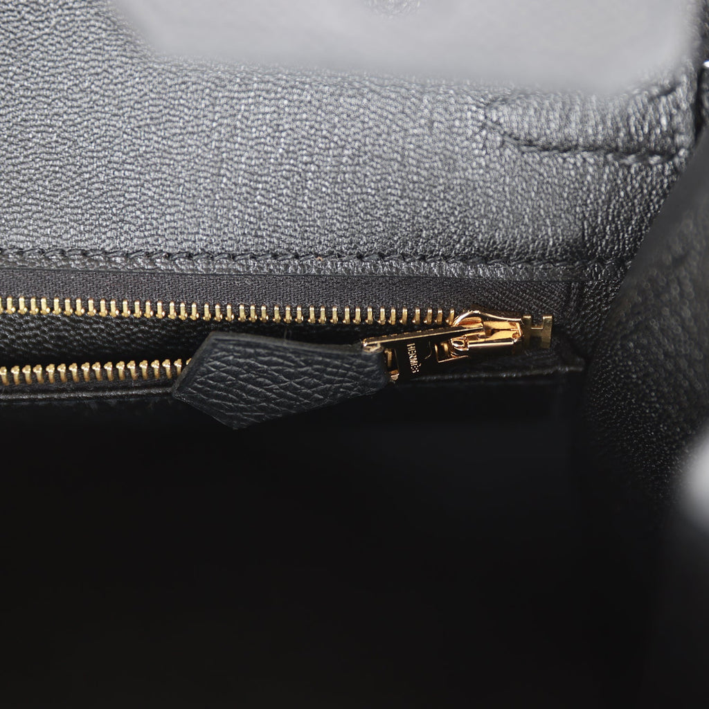 Hermes Birkin Sellier 25 Black Epsom Gold Hardware