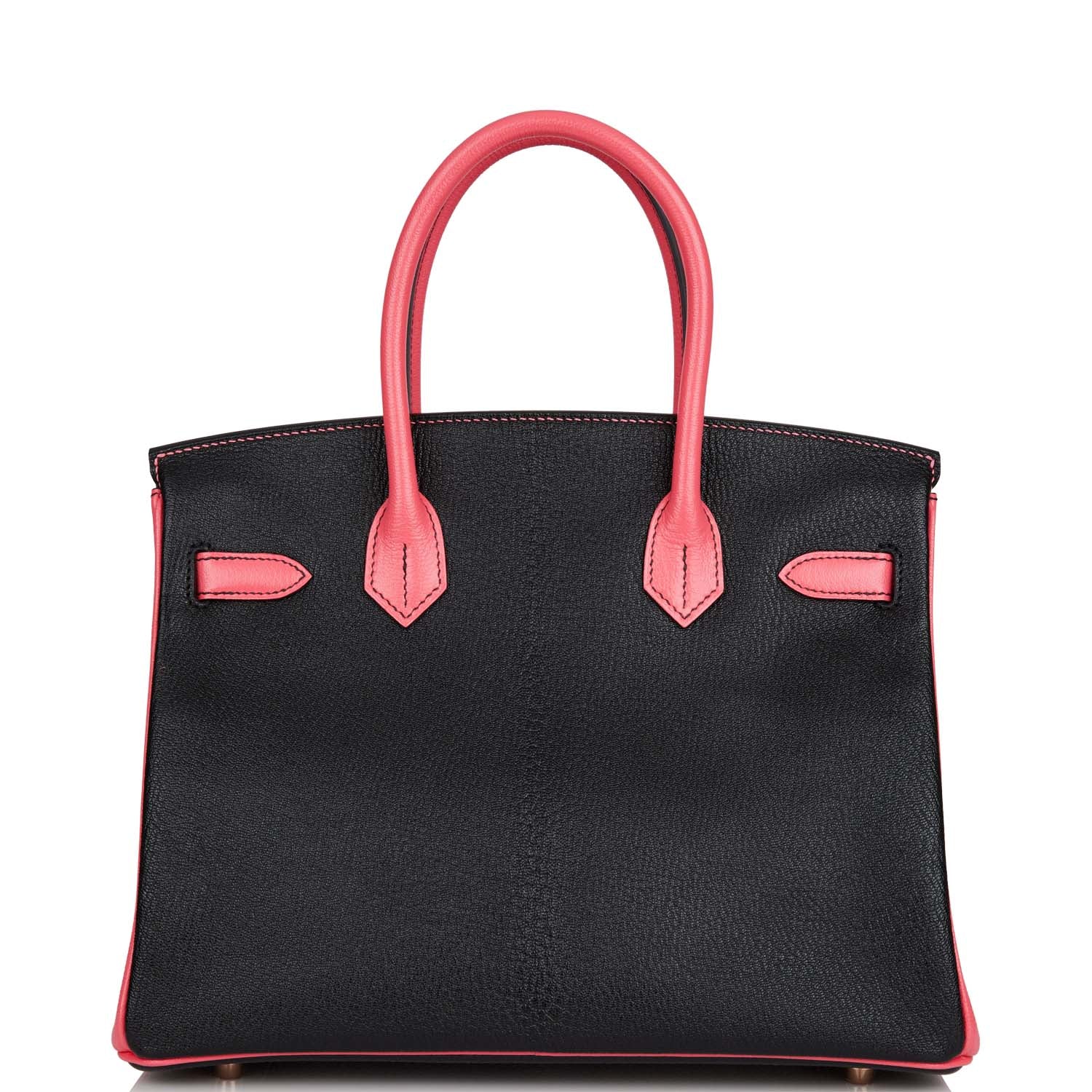 Hermes Special Order (HSS) Birkin 30 Black and Rose Azalee Chevre Rose Gold Hardware
