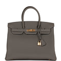 Hermes Birkin 35 Gris Meyer Togo Gold Hardware