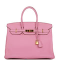 Pre-owned Hermes Birkin 35 Bubblegum Togo Gold Hardware