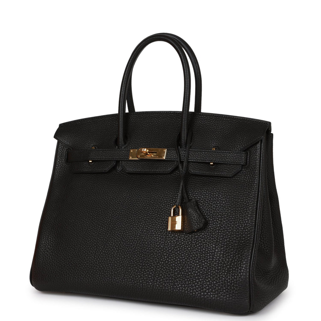 Pre-owned Hermes Birkin 35 Black Togo Gold Hardware