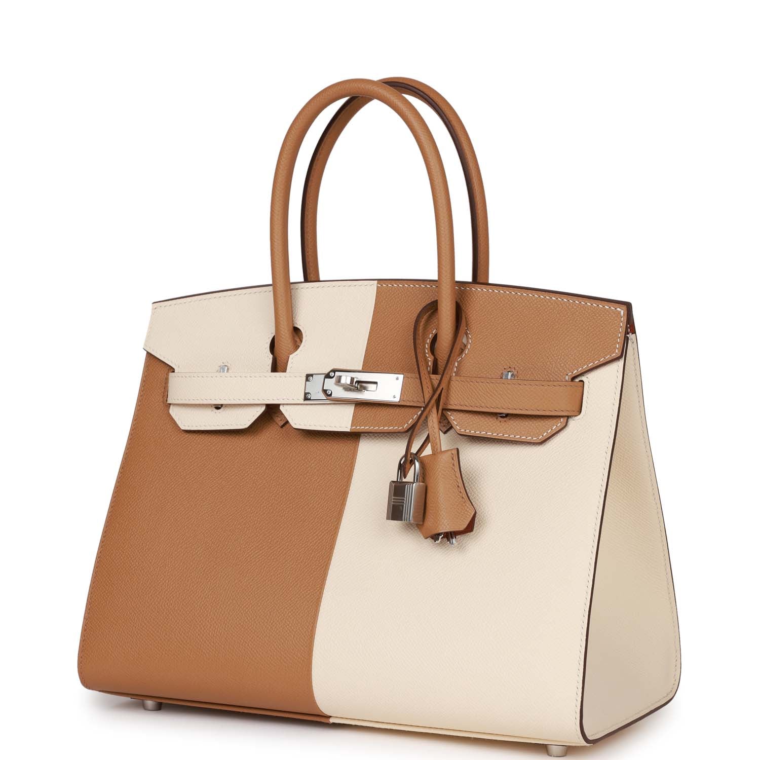 Hermes Casaque Birkin Sellier 30 Biscuit and Nata Epsom Palladium Hardware