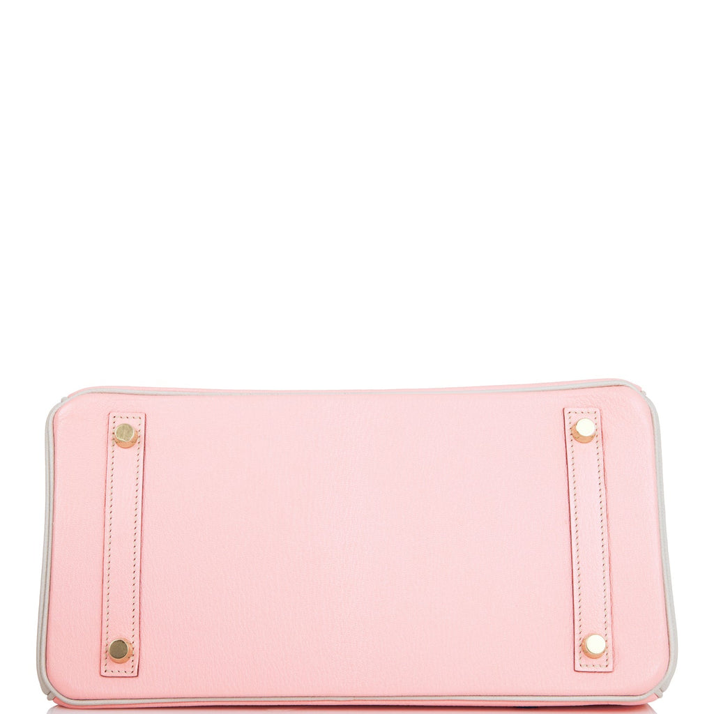 Hermes Special Order (HSS) Birkin 30 Rose Sakura and Gris Perle Chevre Brushed Gold Hardware