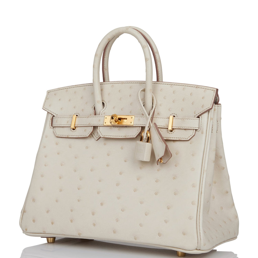 Hermes Birkin 25 Beton Ostrich Gold Hardware
