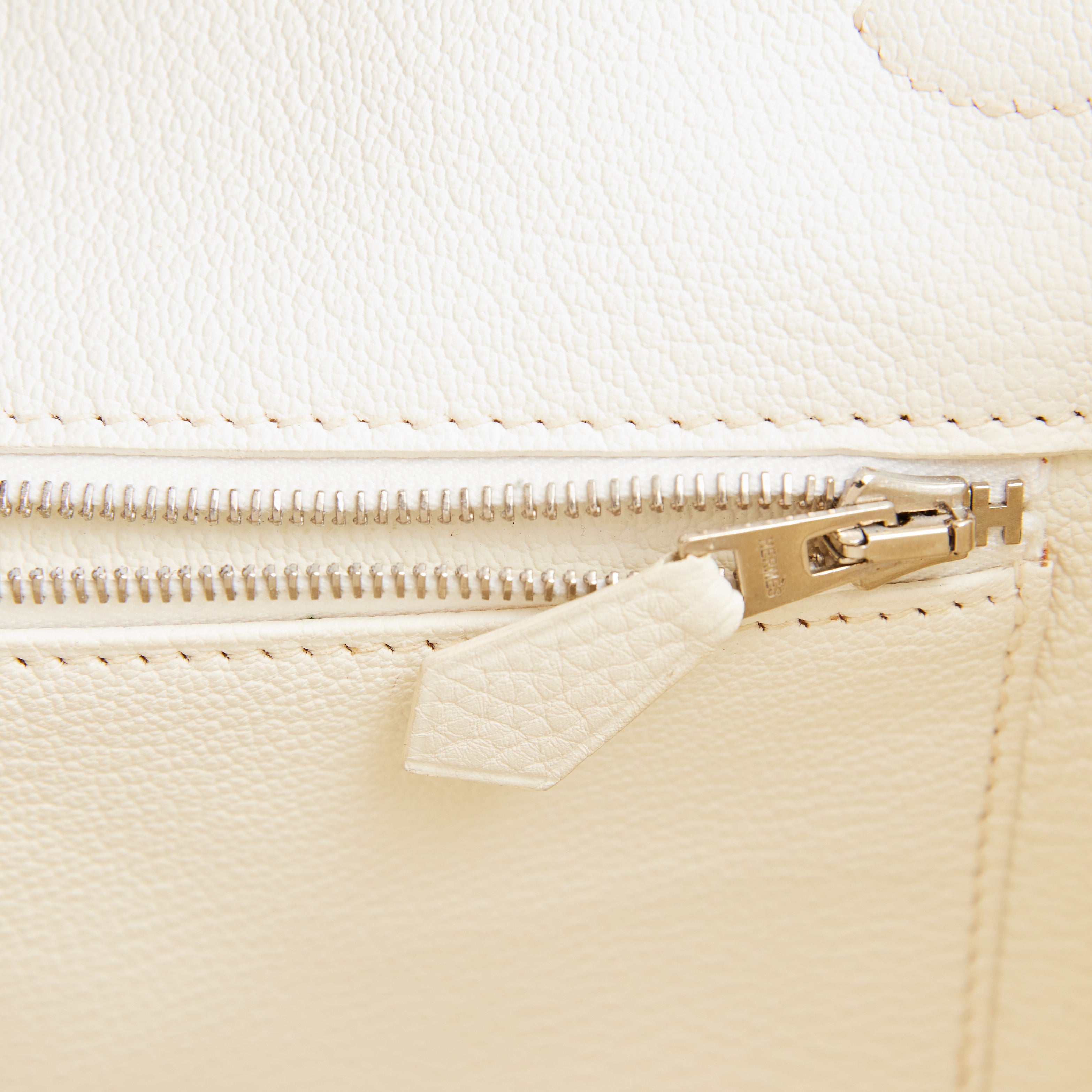 Pre-owned Hermes Birkin 35 White Clemence Palladium Hardware