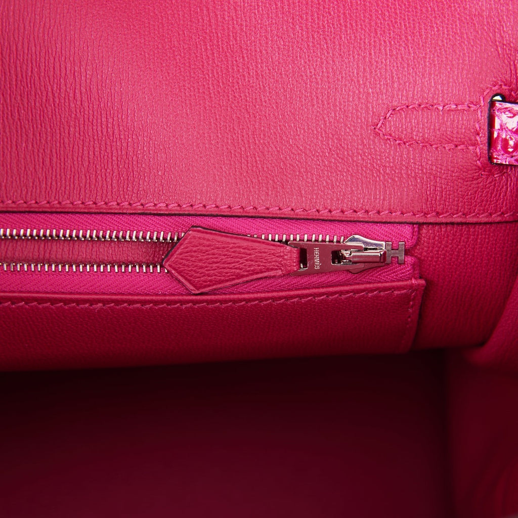 Hermes Birkin 25 Rose Mexico Shiny Porosus Crocodile Palladium Hardware